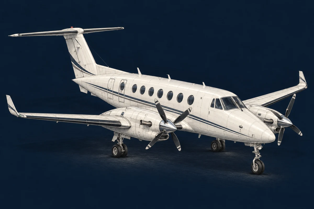 Beechcraft King Air 360 — aviation drawing with landing gear extended